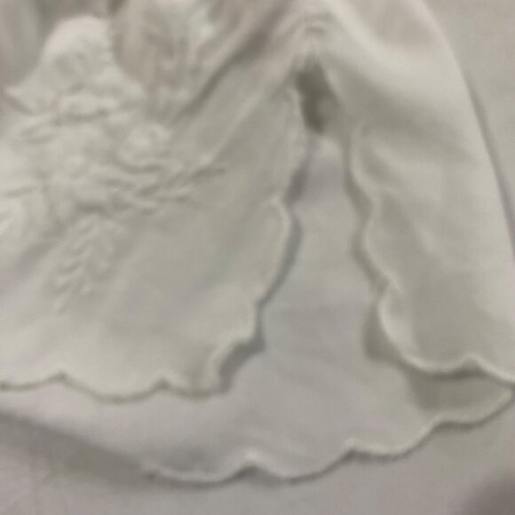 Soft Surroundings Babydoll Blouse Womens Size L White Embroidered Flowy Coastal - Picture 6 of 11